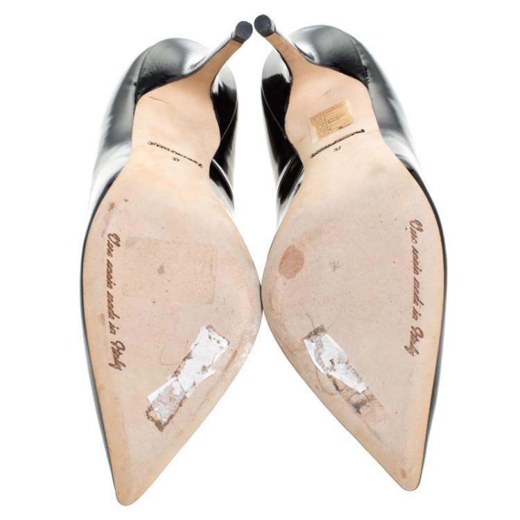 Pre Owned Dolce & Gabbana Black Patent Leather Pointed Toe Pumps Size 37