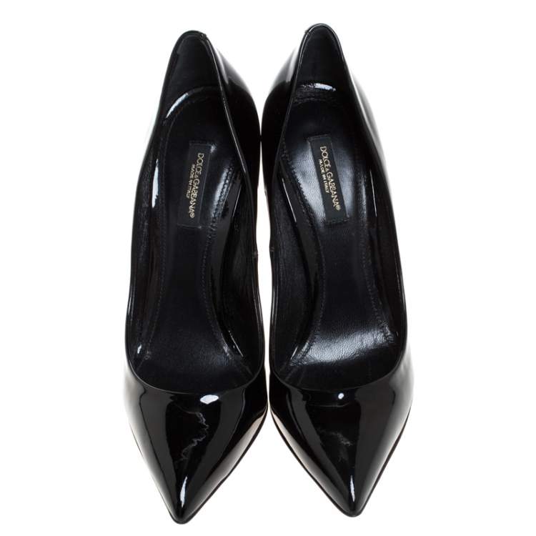Pre Owned Dolce & Gabbana Black Patent Leather Pointed Toe Pumps Size 37