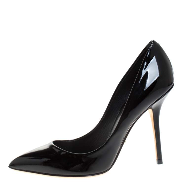 Pre Owned Dolce & Gabbana Black Patent Leather Pointed Toe Pumps Size 37