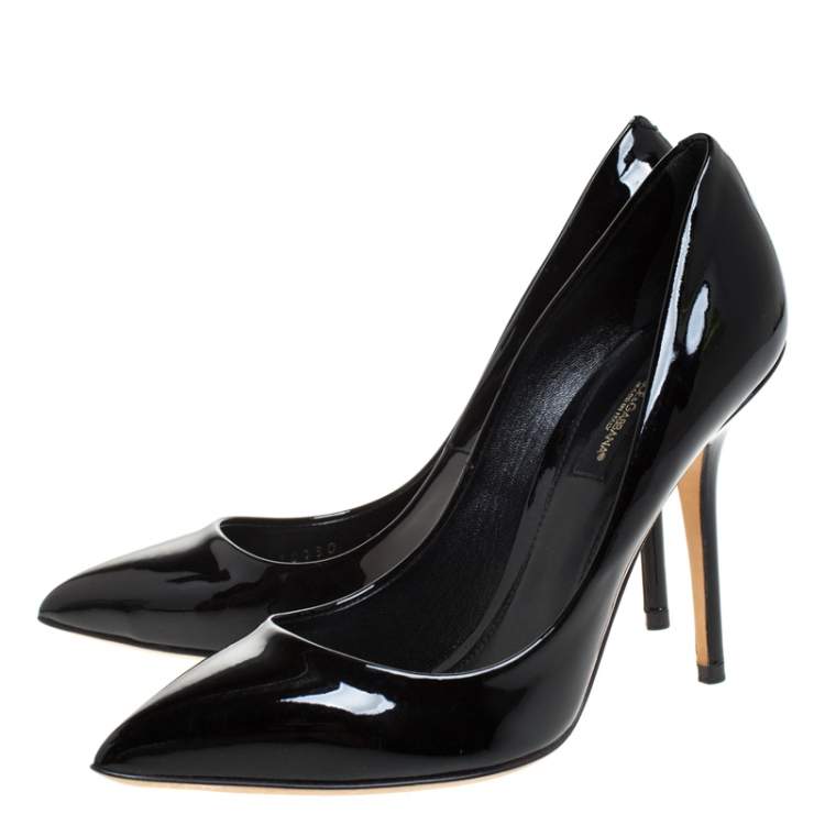 Pre Owned Dolce & Gabbana Black Patent Leather Pointed Toe Pumps Size 37