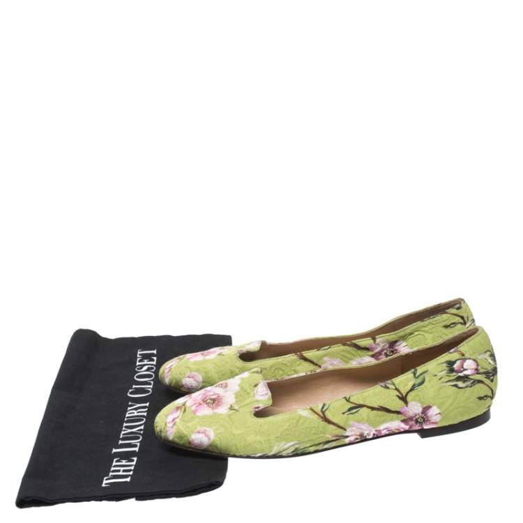 Pre Owned Dolce & Gabbana Multicolor Floral Print Brocade Flat Smoking Slippers Size 38