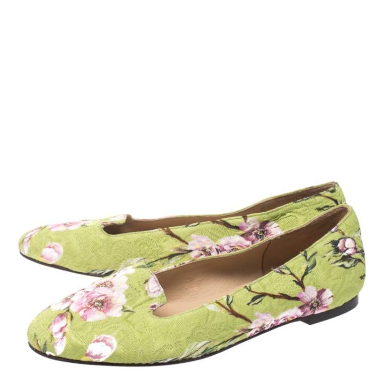 Pre Owned Dolce & Gabbana Multicolor Floral Print Brocade Flat Smoking Slippers Size 38