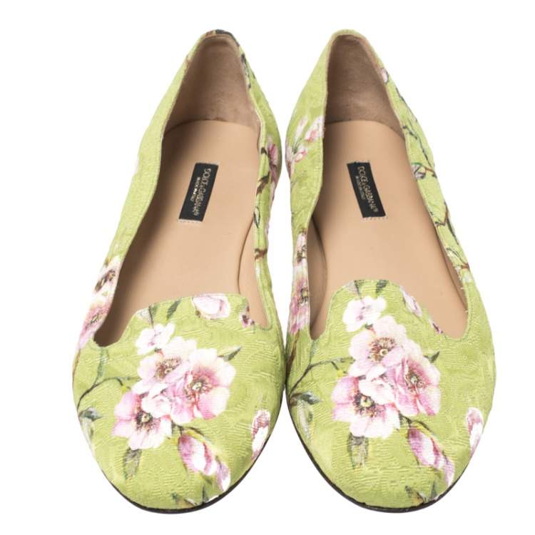 Pre Owned Dolce & Gabbana Multicolor Floral Print Brocade Flat Smoking Slippers Size 38