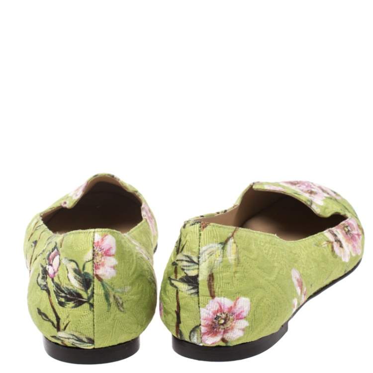 Pre Owned Dolce & Gabbana Multicolor Floral Print Brocade Flat Smoking Slippers Size 38