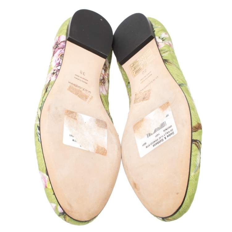 Pre Owned Dolce & Gabbana Multicolor Floral Print Brocade Flat Smoking Slippers Size 38