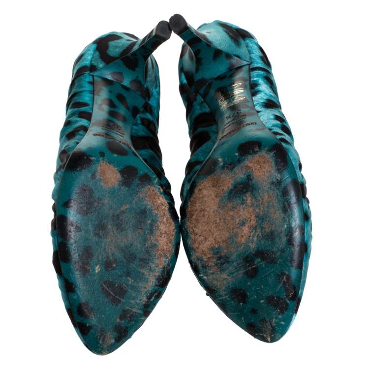 مملوكة مسبقًا Dolce & Gabbana Blue Printed Fabric Pumps Size 37.5