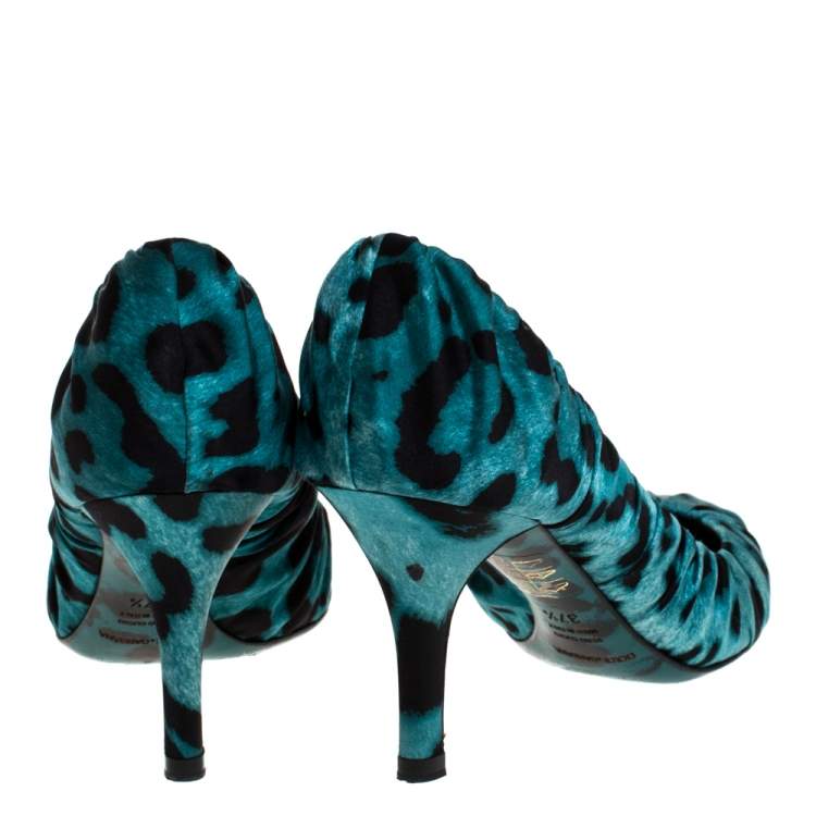 مملوكة مسبقًا Dolce & Gabbana Blue Printed Fabric Pumps Size 37.5