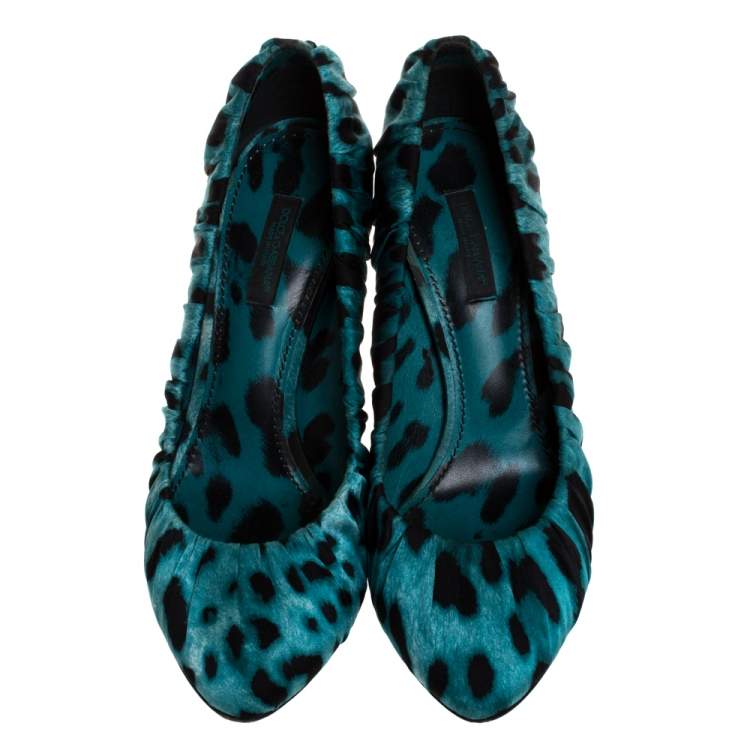 مملوكة مسبقًا Dolce & Gabbana Blue Printed Fabric Pumps Size 37.5