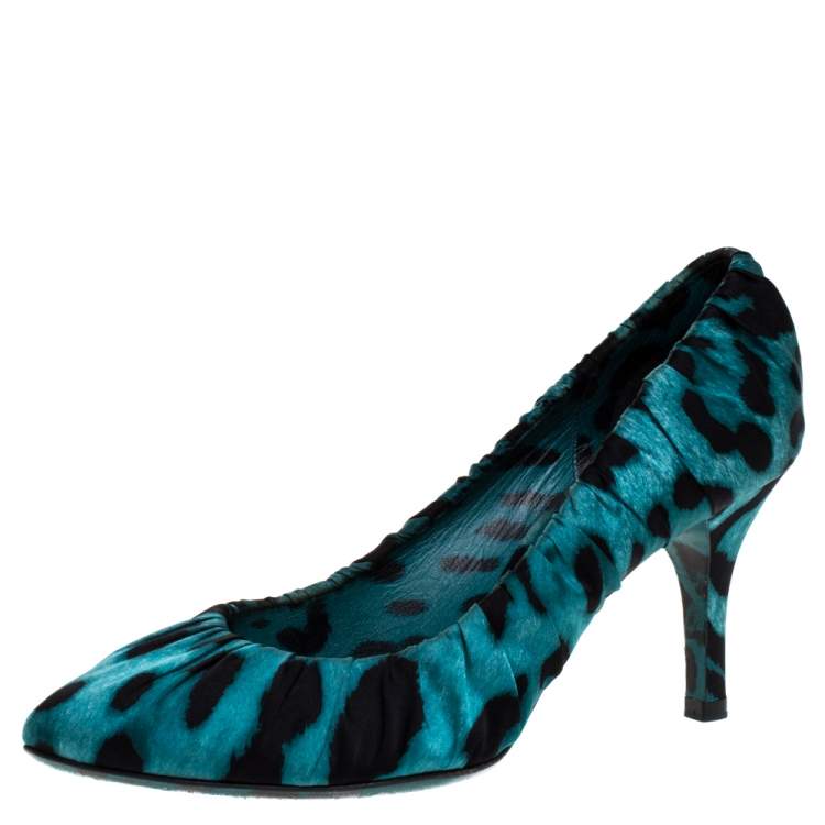 مملوكة مسبقًا Dolce & Gabbana Blue Printed Fabric Pumps Size 37.5