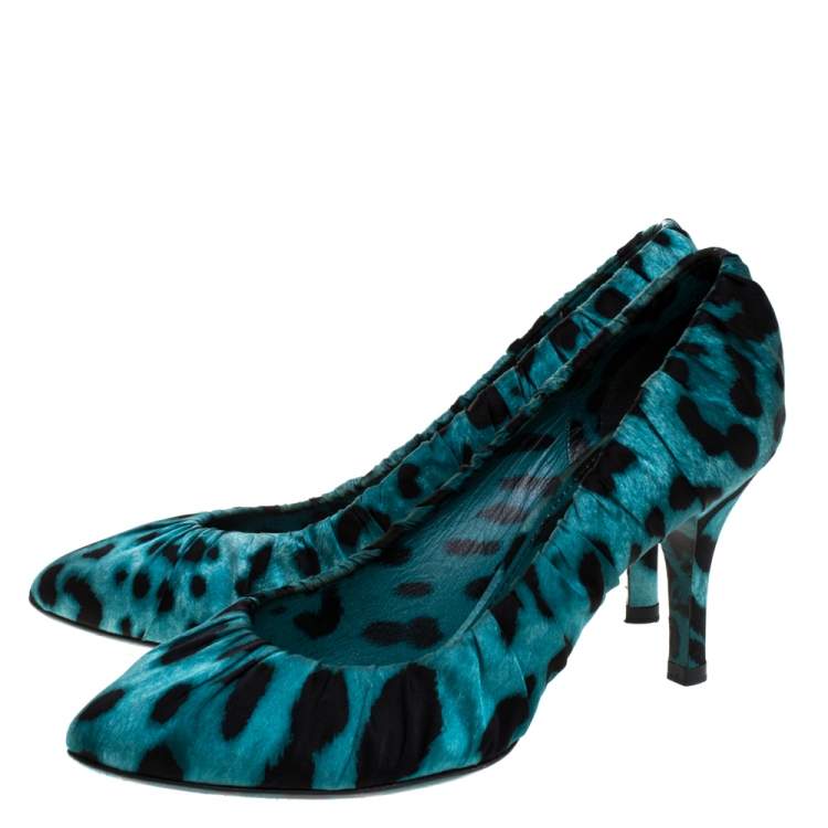 مملوكة مسبقًا Dolce & Gabbana Blue Printed Fabric Pumps Size 37.5