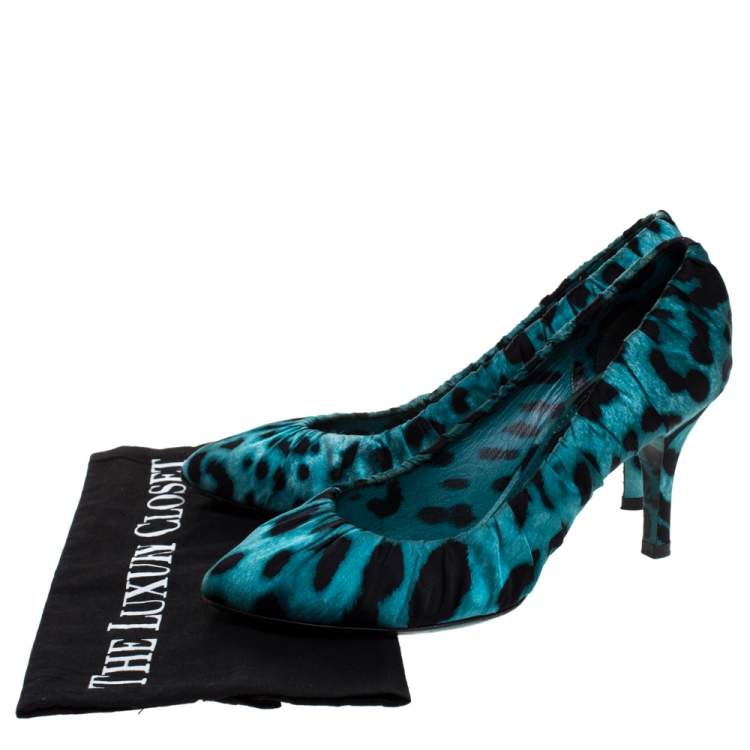 مملوكة مسبقًا Dolce & Gabbana Blue Printed Fabric Pumps Size 37.5