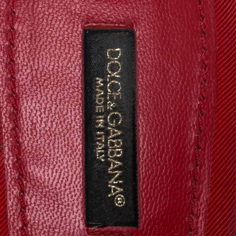 Pre Owned Dolce & Gabbana Red Lace Crystal Embellished Flat Slides Size 40