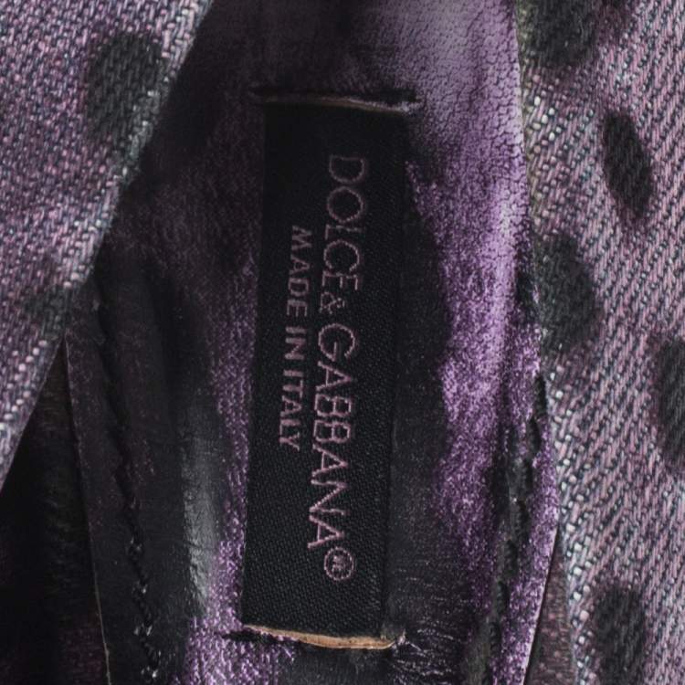 Pre Owned Dolce & Gabbana Purple/Black Leopard Print Canvas Peep Toe Pumps Size 37
