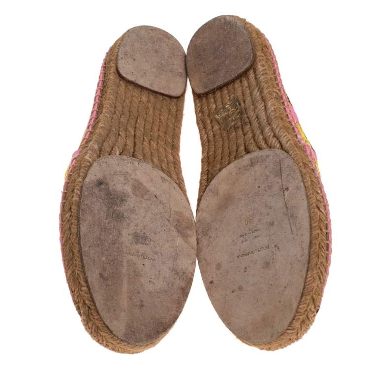 Pre Owned Dolce & Gabbana Pink/Yellow Pineapple Print Brocade Espadrilles Size 40