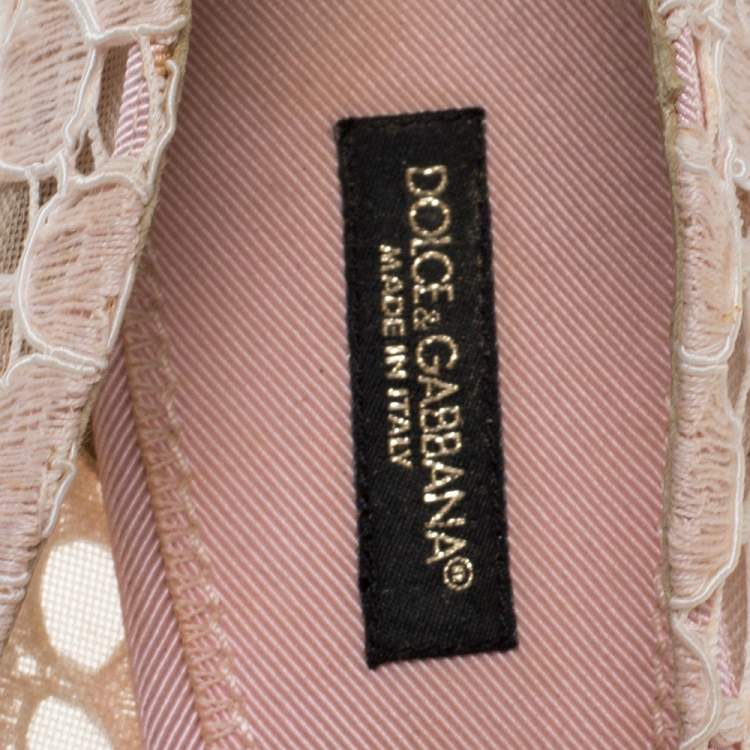 Pre Owned Dolce & Gabbana Beige Lace Pointed Toe Pumps Size 38