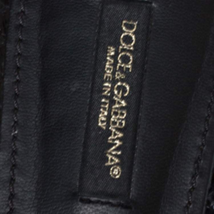 Pre Owned Dolce & Gabbana Black Crystal Embellished Snakeskin Leather Bianca Flat Slides Size 40
