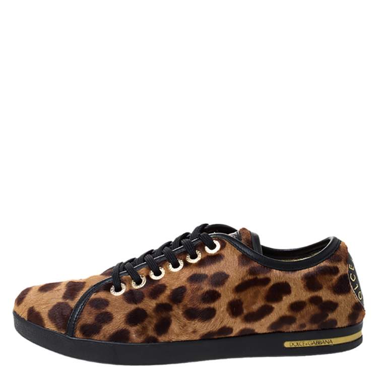 Dolce & Gabbana Brown Leopard Print Calf Hair Low Top Sneakers Size   Dolce & Gabbana | TLC