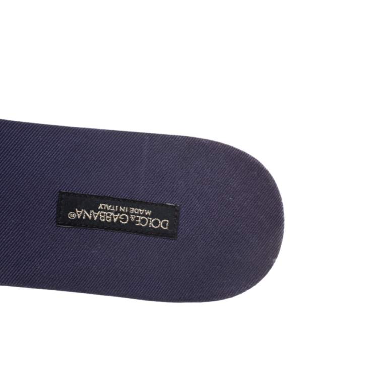 Pre Owned Dolce & Gabbana Brown/Purple Lace Crystal Flower Embellished Flat Slides Size 39