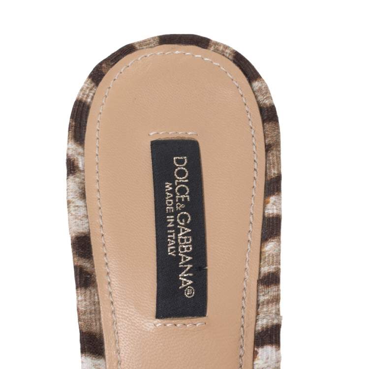 Pre Owned Dolce & Gabbana Leopard Print Canvas Wedge Platform Sandals Size 35