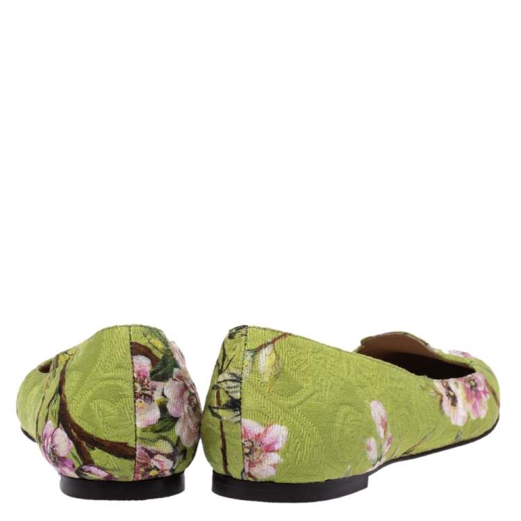 Pre Owned Dolce & Gabbana Multicolor Floral Print Brocade Flat Smoking Slippers Size 37