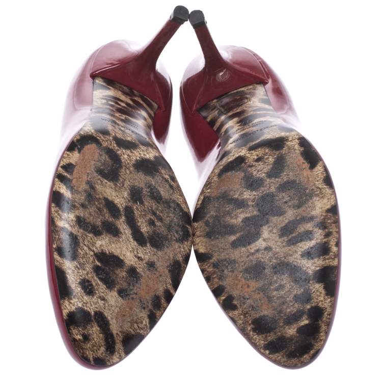Pre Owned Dolce & Gabbana Red Patent Leather Round Toe Pumps Size 37