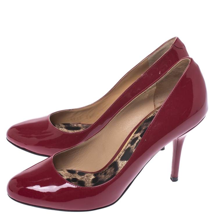 Pre Owned Dolce & Gabbana Red Patent Leather Round Toe Pumps Size 37