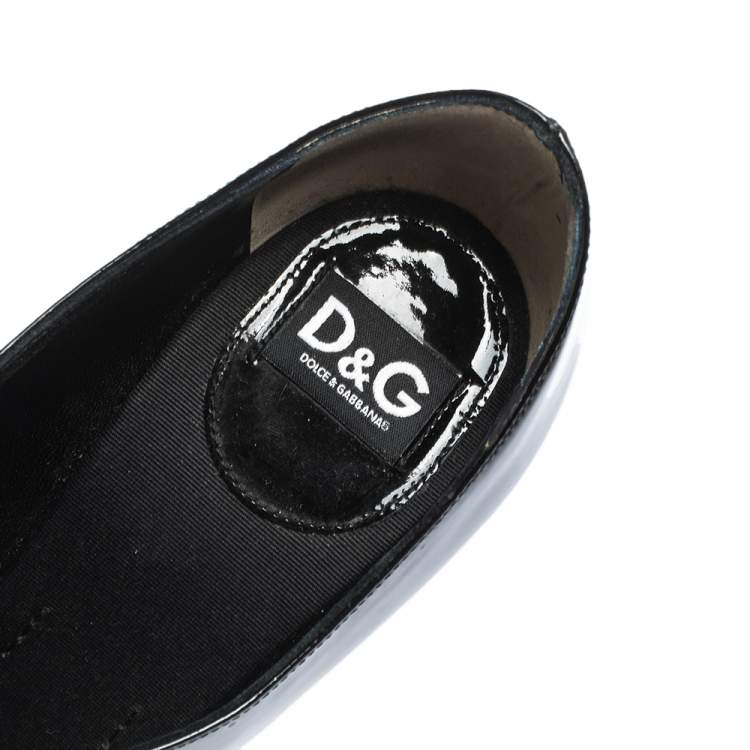 Pre Owned Dolce & Gabbana Black Patent And Grosgrain Bow Peep Toe Pumps Size 37.5