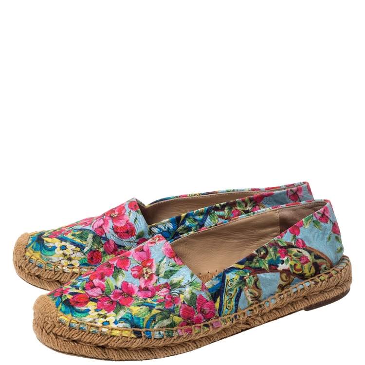مملوكة مسبقًا Dolce & Gabbana Multicolor Floral Print Fabric Espadrilles Size 40