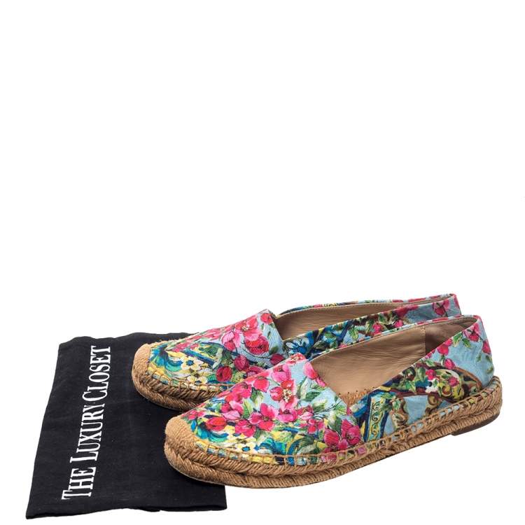 مملوكة مسبقًا Dolce & Gabbana Multicolor Floral Print Fabric Espadrilles Size 40