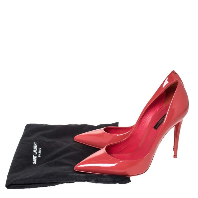 Pre Owned Dolce & Gabbana Coral Pink Patent Leather Pointed Toe Pumps Size 39