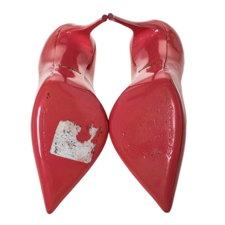 Pre Owned Dolce & Gabbana Coral Pink Patent Leather Pointed Toe Pumps Size 39
