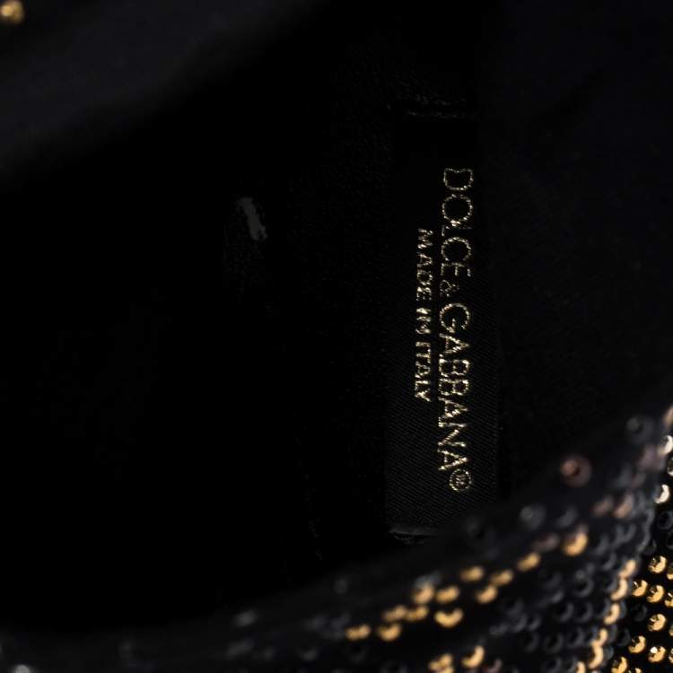 Pre Owned Dolce & Gabbana Black Stretch Fabric Metal Rhinestone Embellished Ankle Booties Size 38