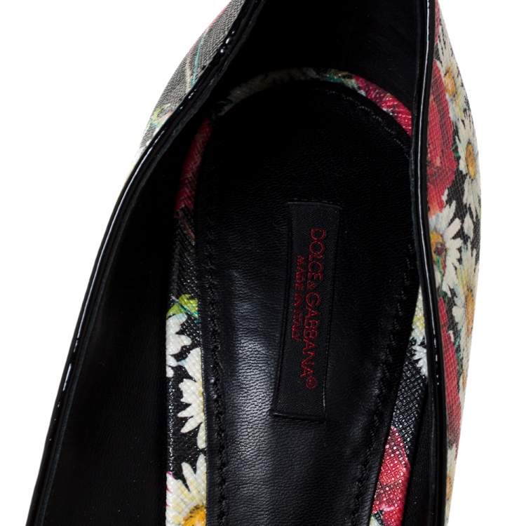 Pre Owned Dolce & Gabbana Multicolor Floral Saffiano Printed Leather Pointed Toe Pumps Size 41