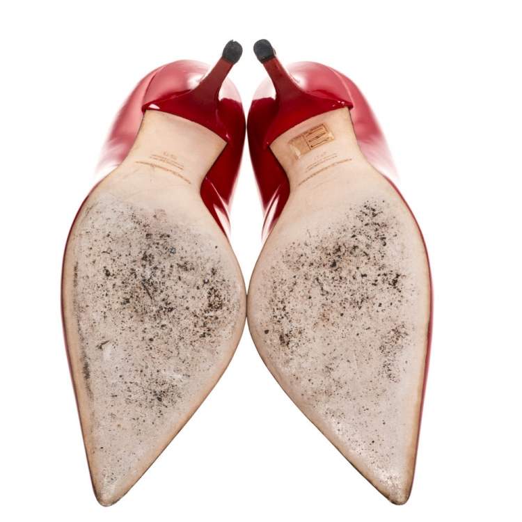Pre Owned Dolce & Gabbana Red Patent Leather Pointed Toe Pumps Size 38