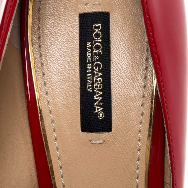 Pre Owned Dolce & Gabbana Red Patent Leather Pointed Toe Pumps Size 38