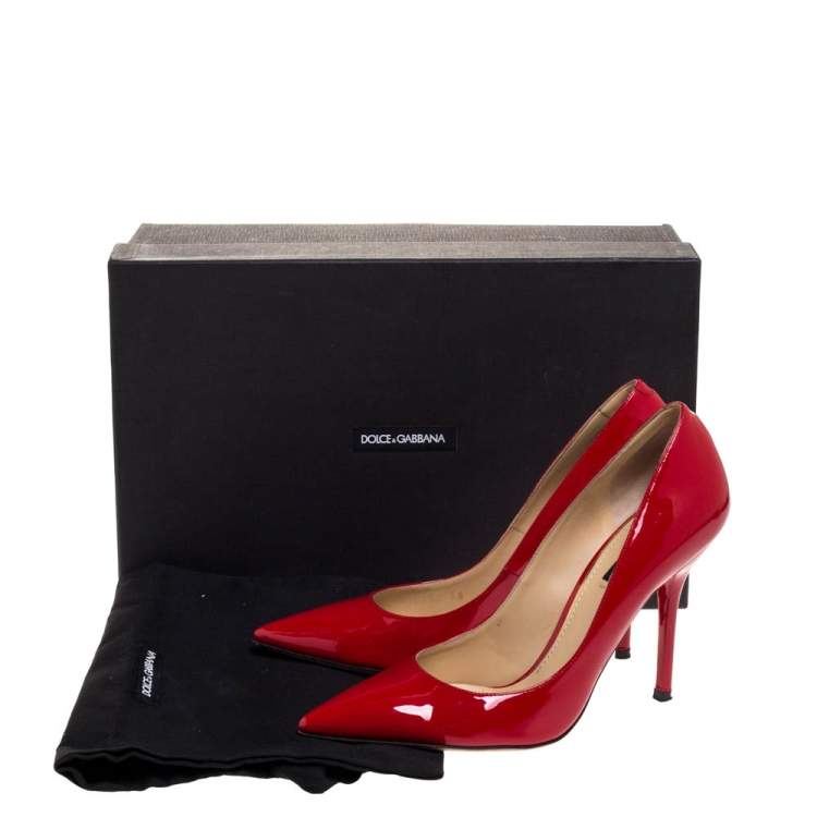 Pre Owned Dolce & Gabbana Red Patent Leather Pointed Toe Pumps Size 38