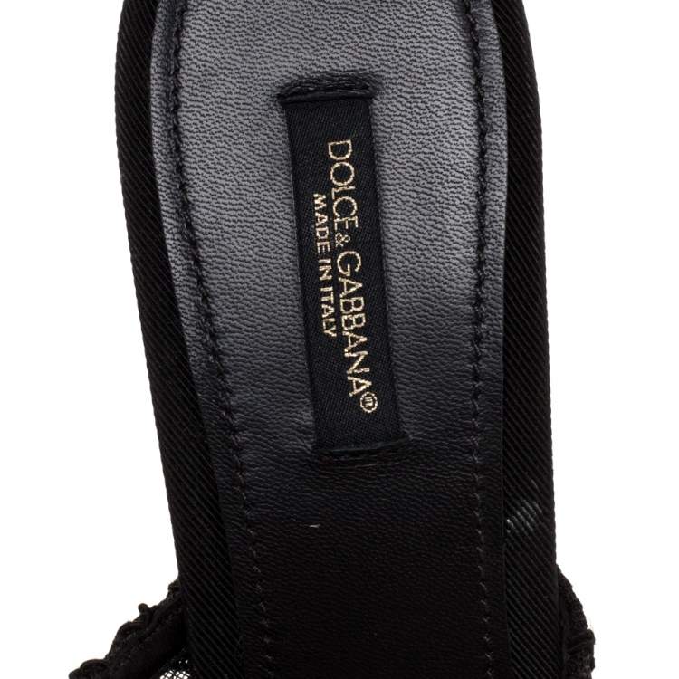 Pre Owned Dolce & Gabbana Black Lace Platform Wedge Sandals Sizes 38