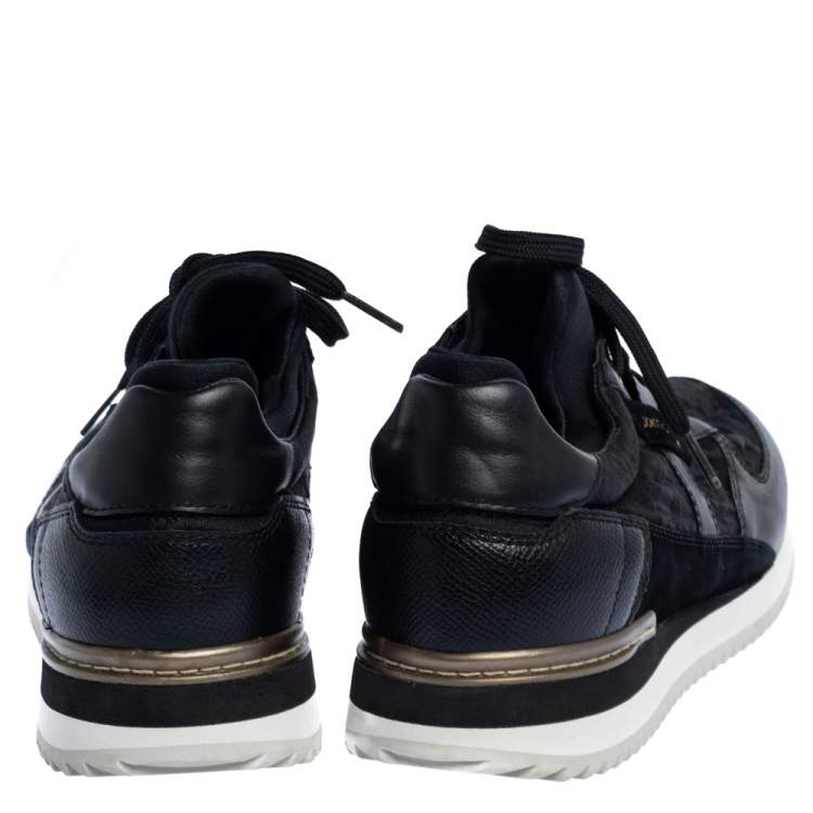 Pre Owned Dolce & Gabbana Black Leather and Lace Mix & Match Sneakers Size 38