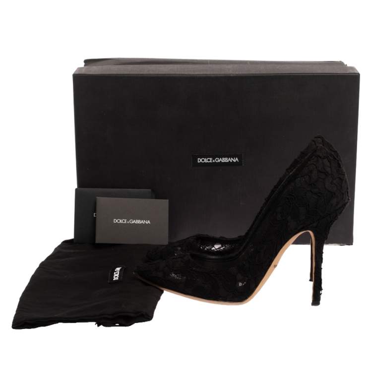 Pre Owned Dolce & Gabbana Black Floral Lace Pointed Toe Pumps Size 37