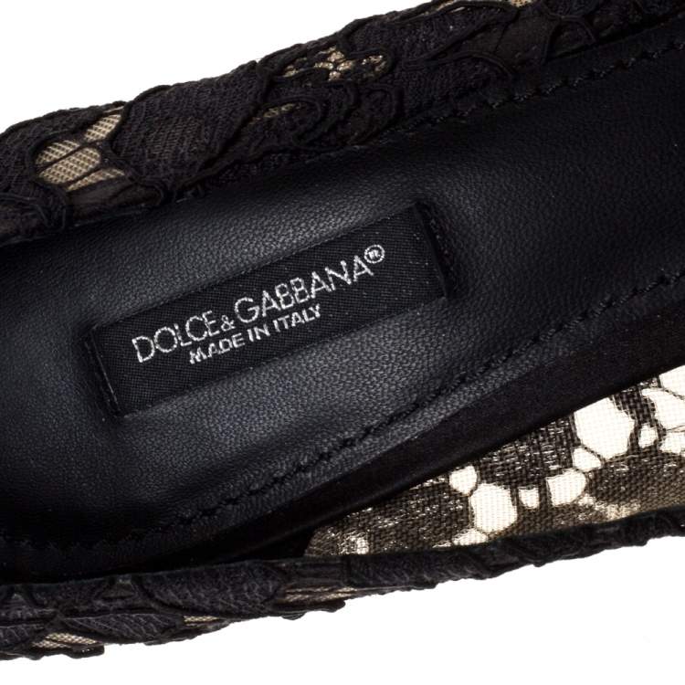 Pre Owned Dolce & Gabbana Black Lace Bellucci Crystal Embellished Pumps Size 39