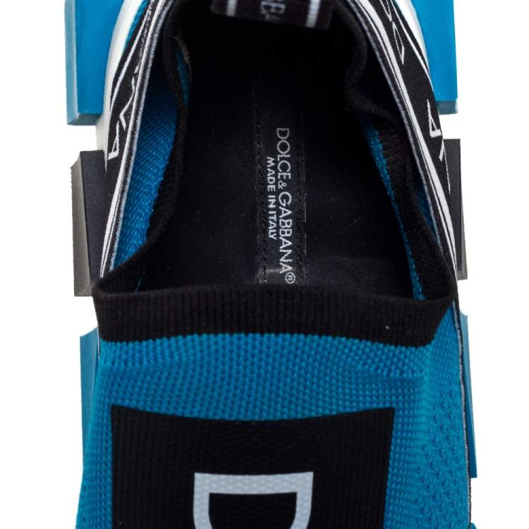 Pre Owned Dolce & Gabbana Blue/Black Stretch Fabric Sorrento Slip On Sneakers Size 41