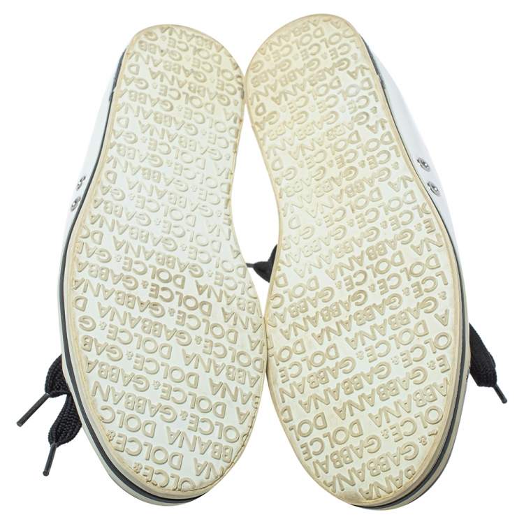 Pre Owned Dolce & Gabbana Black/White Patent Leather Fat Lace Low Top Sneakers Size 39