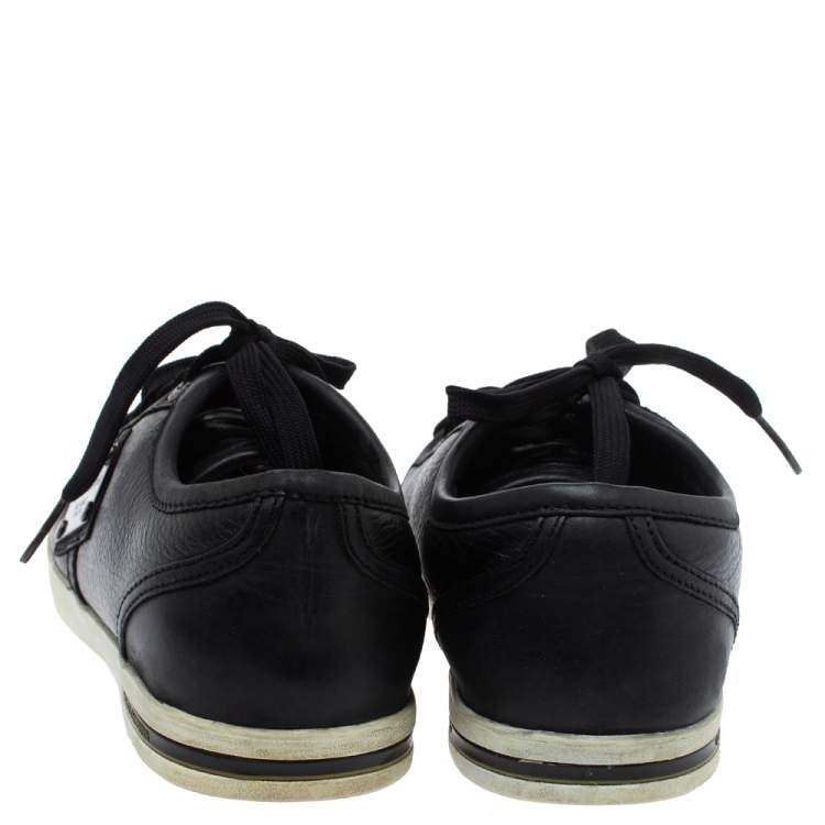 Pre Owned Dolce & Gabbana Black Leather Lace Low Top Sneakers Size 37