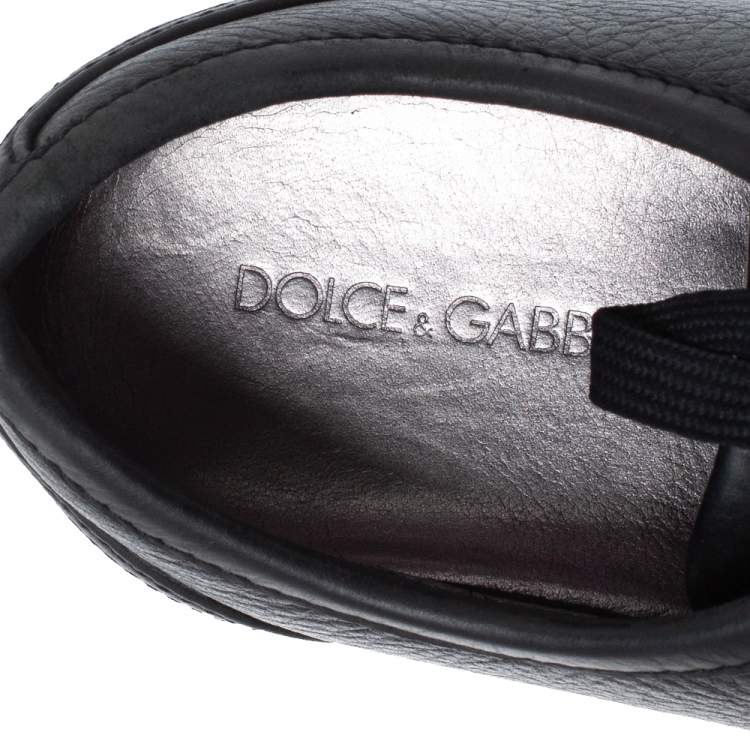 Pre Owned Dolce & Gabbana Black Leather Lace Low Top Sneakers Size 37