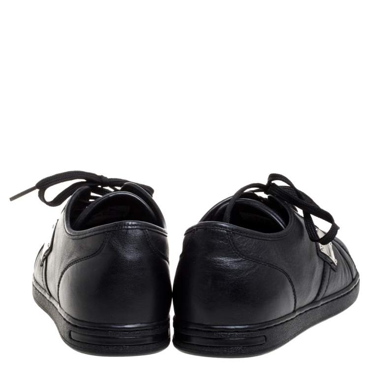 Pre Owned Dolce & Gabbana Black Leather Low Top Sneakers Size 37