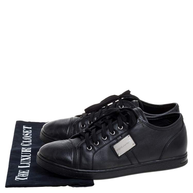 Pre Owned Dolce & Gabbana Black Leather Low Top Sneakers Size 37