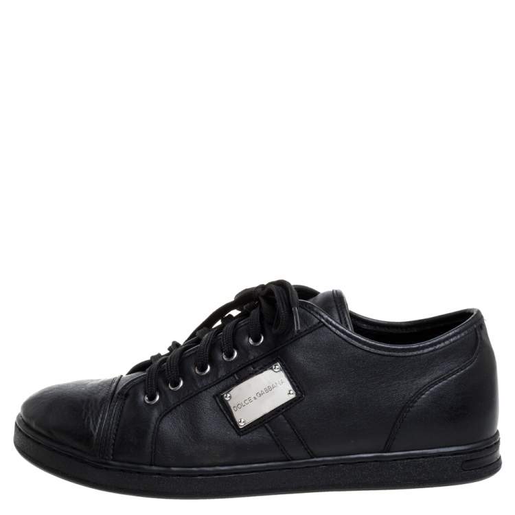 Pre Owned Dolce & Gabbana Black Leather Low Top Sneakers Size 37