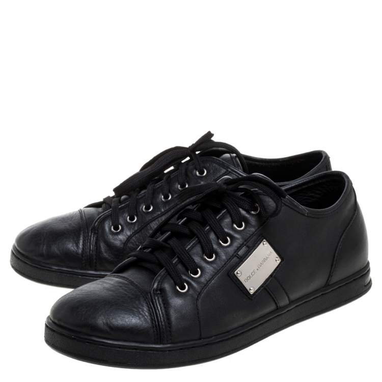 Pre Owned Dolce & Gabbana Black Leather Low Top Sneakers Size 37