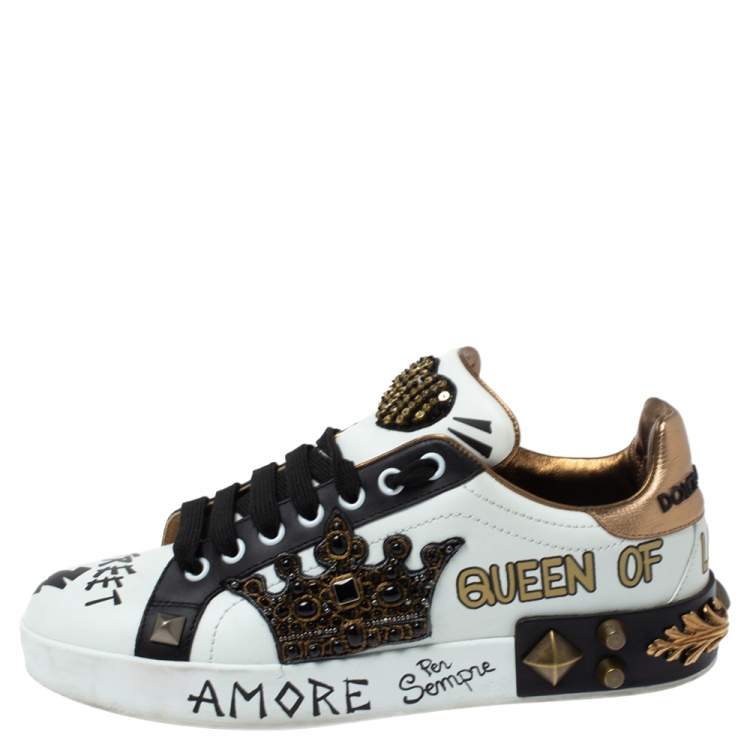 Dolce & Gabbana Tri Color Leather Portofino Crown Embellished Low Top  Sneakers Size 38 Dolce & Gabbana | TLC