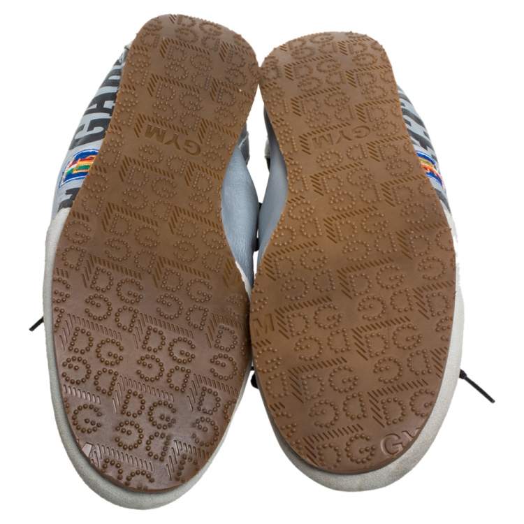 Pre Owned Dolce & Gabbana Silver/Beige Leather And Suede Sneakers Size 43